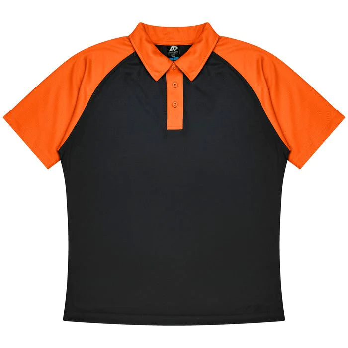 Aussie Pacific Manly Kids Polo Shirt 3318  Aussie Pacific BLACK/ELECTRIC ORANGE 4 